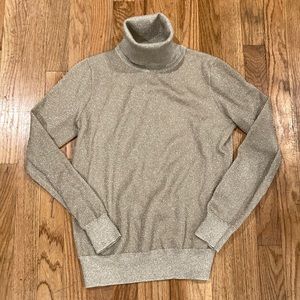 J. Crew Metallic Gold turtleneck sweater EUC